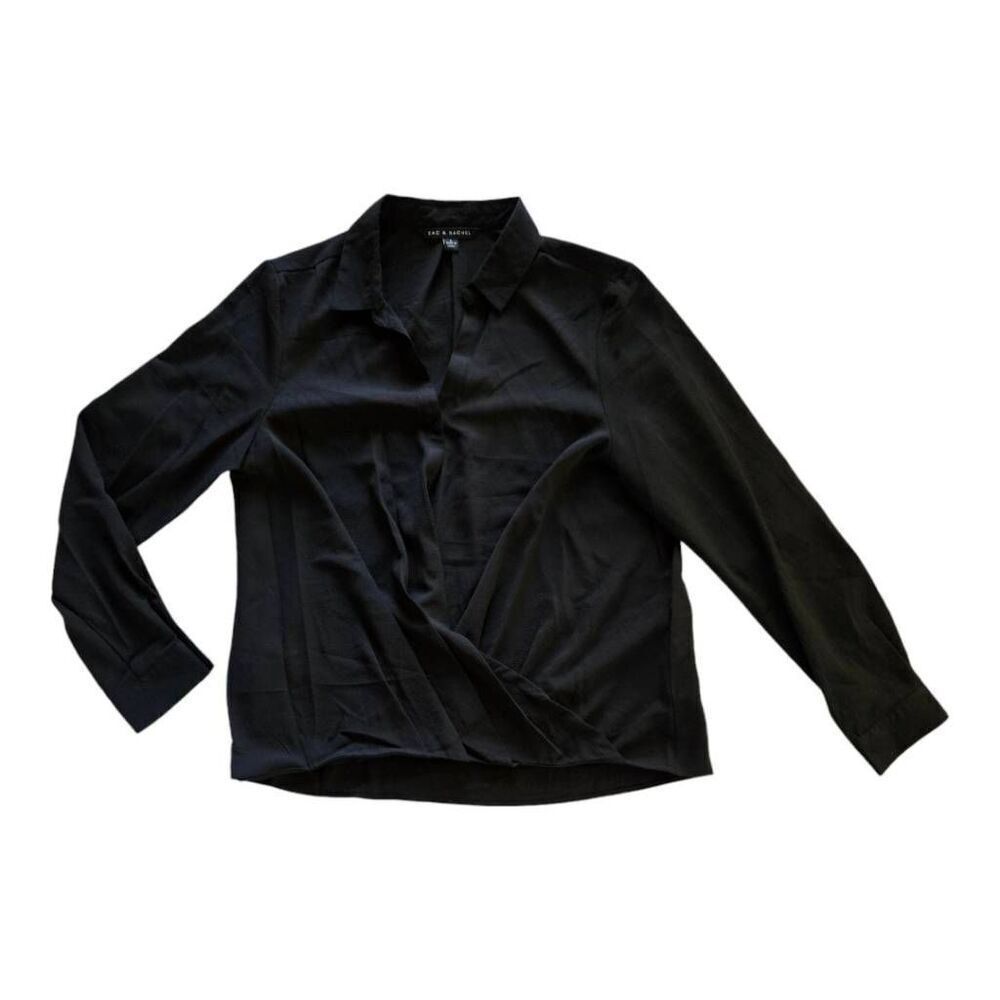 Zac & Rachel Twist Front Button Blouse Black Large